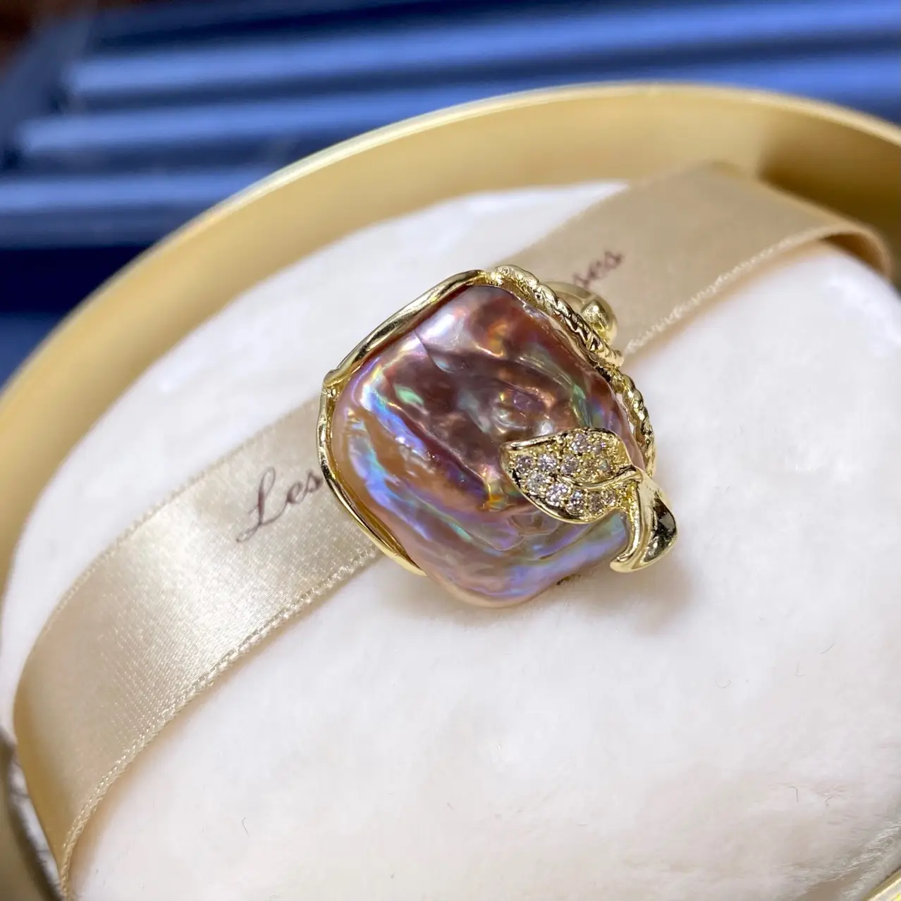 Natural Freshwater Pearl Ring with Colorful Baroque Design - Image 4