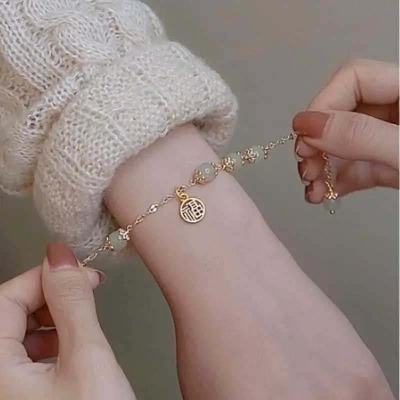 Gold Plated Fu Character Bracelet for Women - Image 2
