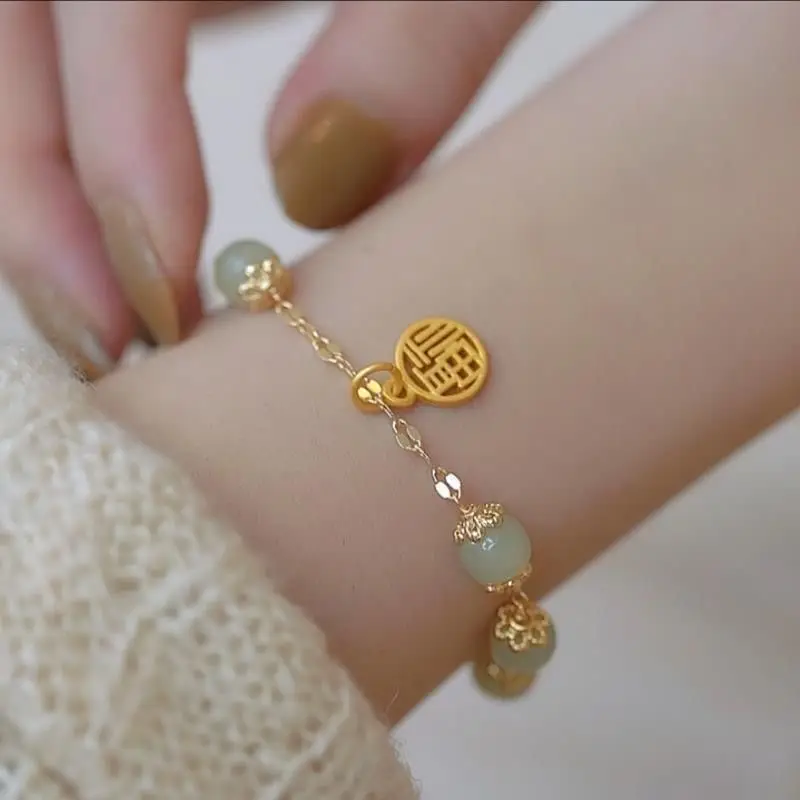 Gold Plated Fu Character Bracelet for Women - Image 3