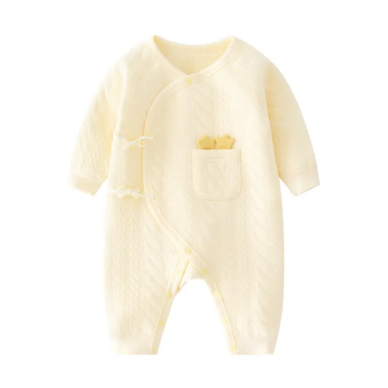 Newborn Baby Warm Cotton Jumpsuit White Sun Print