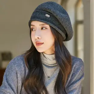 Women's Korean Style Woolen Beret Hat Brown Winter Warm — feature 5
