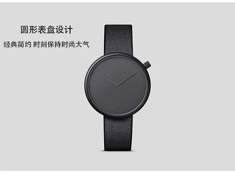 Tomi Black Leather Watch for Men Women Quartz Casual Fashion — feature 12