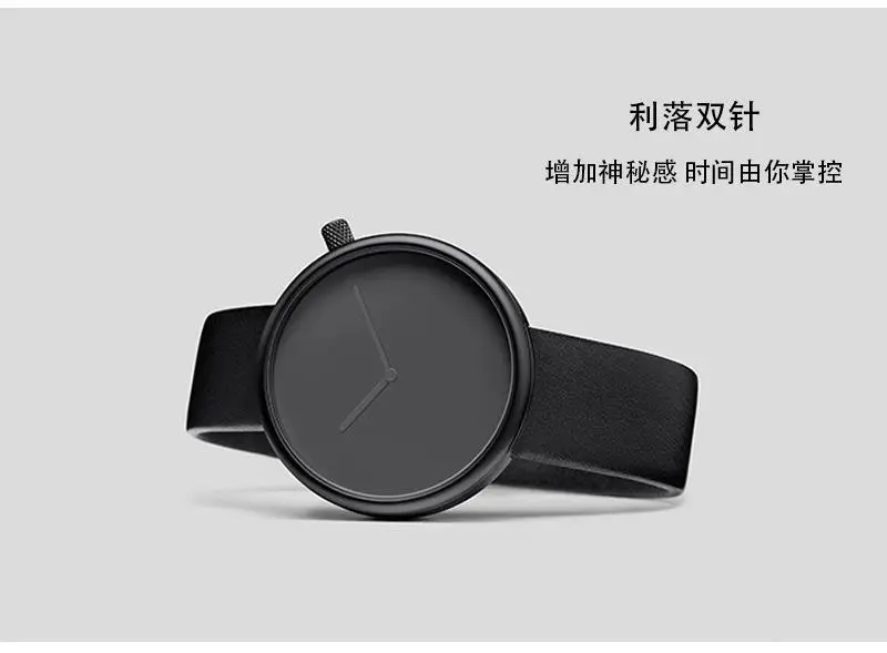 Tomi Black Leather Watch for Men Women Quartz Casual Fashion — feature 13