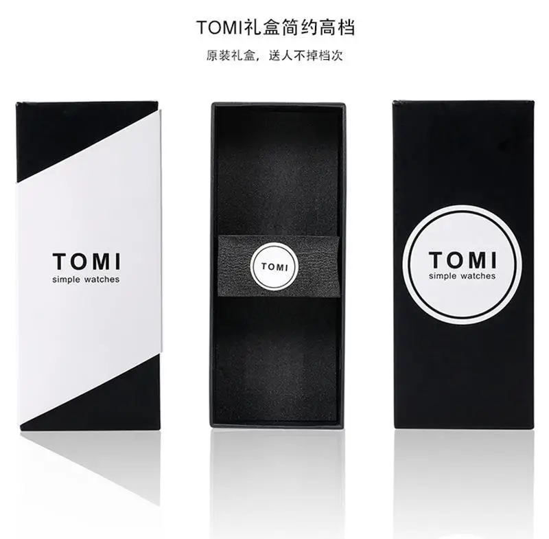 Tomi Black Leather Watch for Men Women Quartz Casual Fashion — feature 16