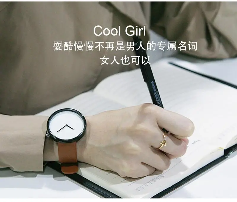 Tomi Black Leather Watch for Men Women Quartz Casual Fashion — feature 8