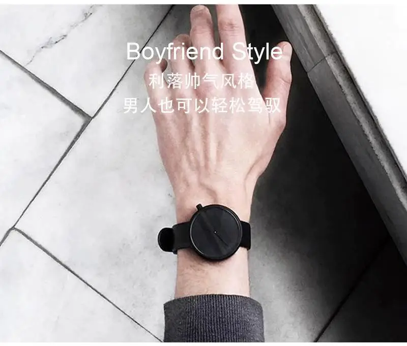 Tomi Black Leather Watch for Men Women Quartz Casual Fashion — feature 9