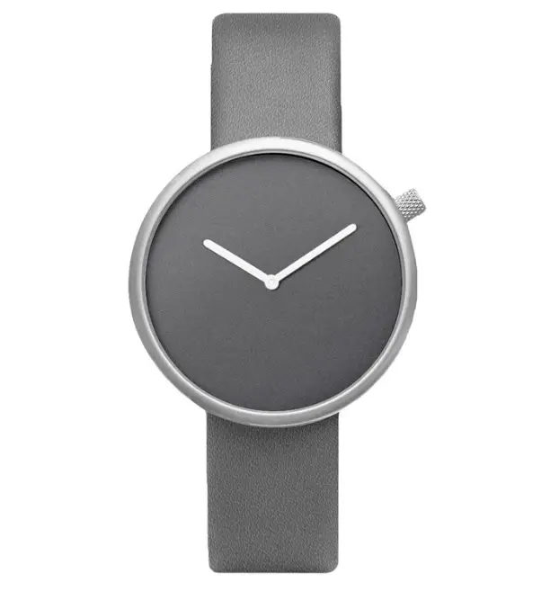 Tomi Black Leather Watch for Men Women Quartz Casual Fashion