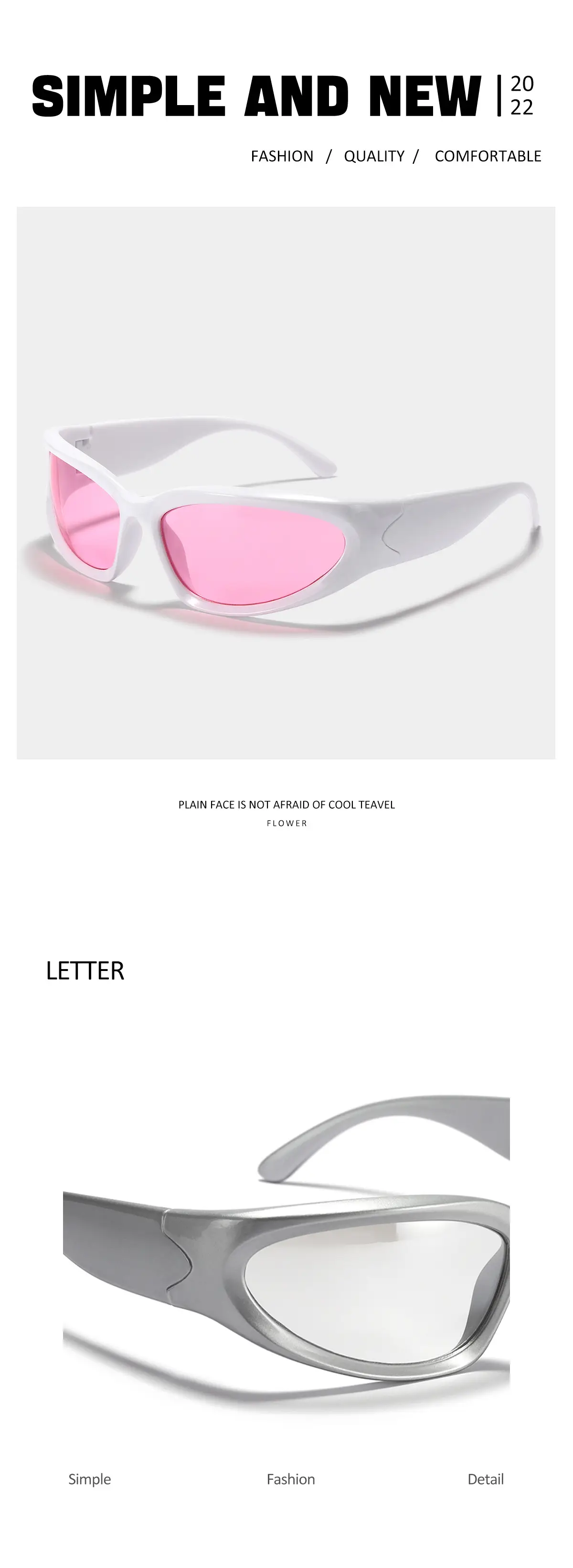 Silver Windproof Sunglasses for Women Large Frame — feature 2