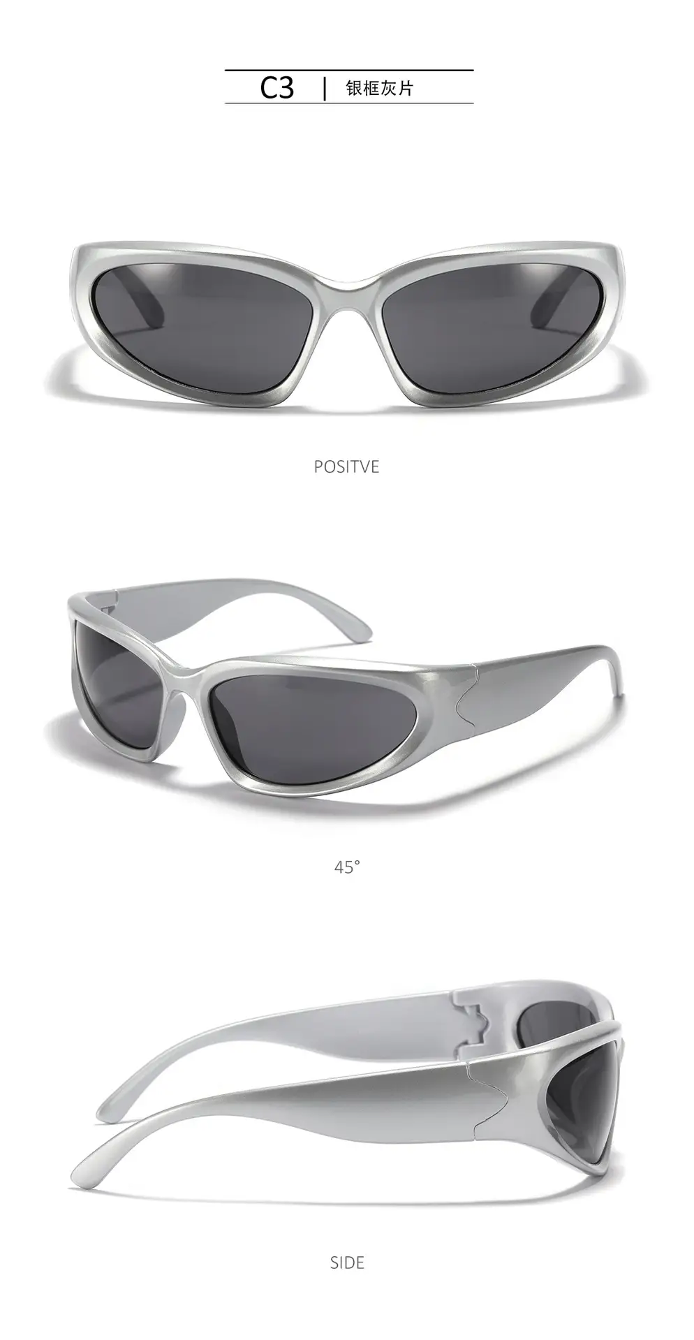 Silver Windproof Sunglasses for Women Large Frame — feature 7