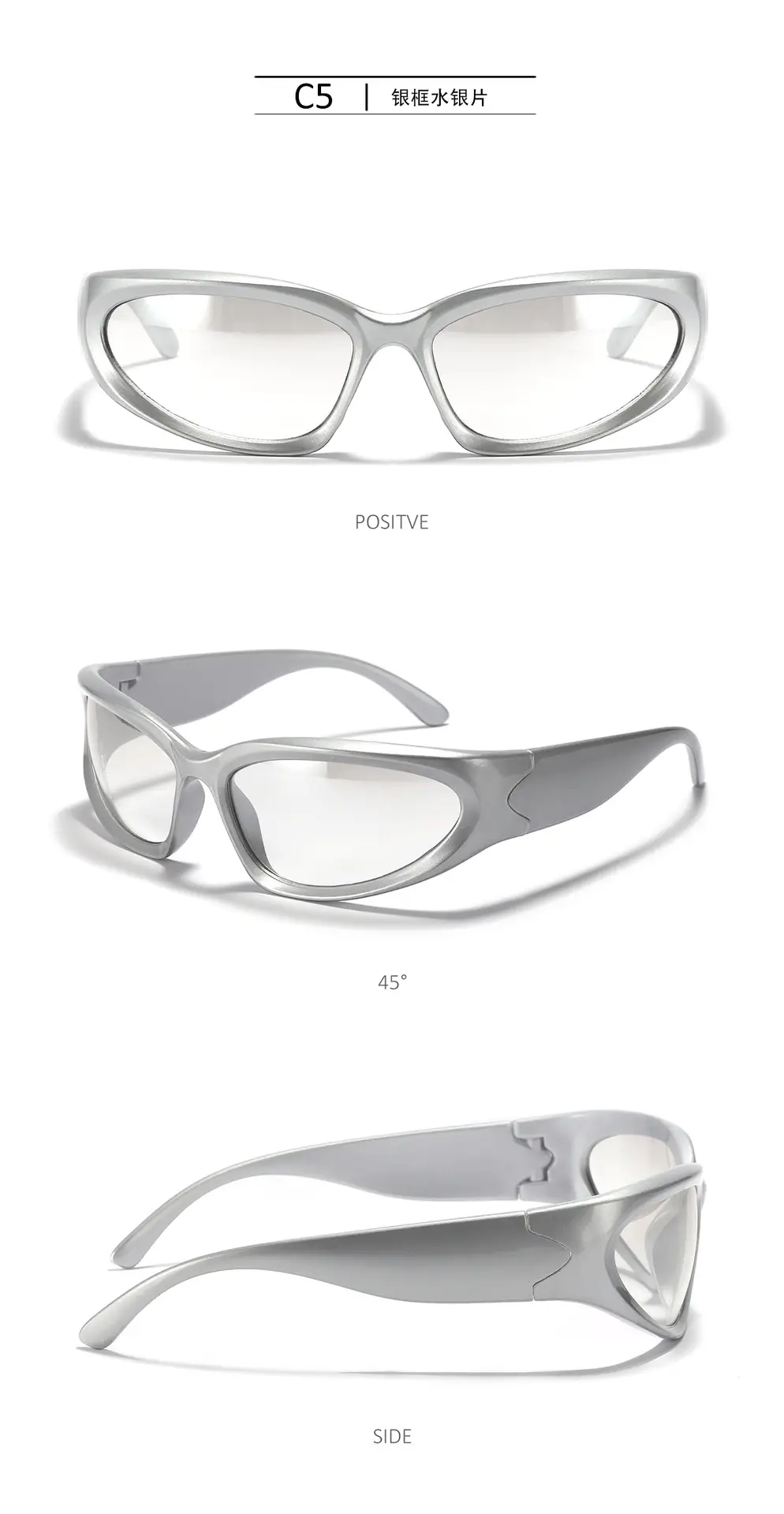 Silver Windproof Sunglasses for Women Large Frame — feature 9