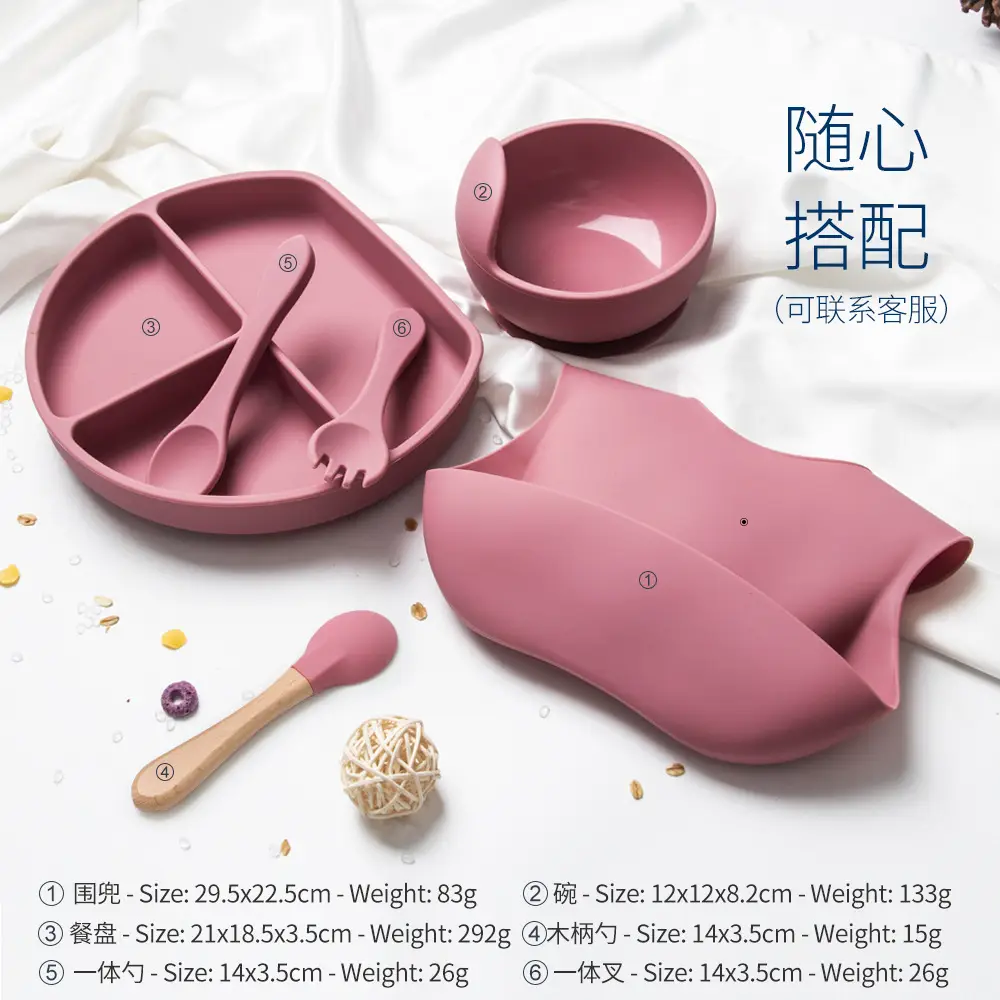 Pink Silicone Tableware Set for Kids & Adults - Image 12