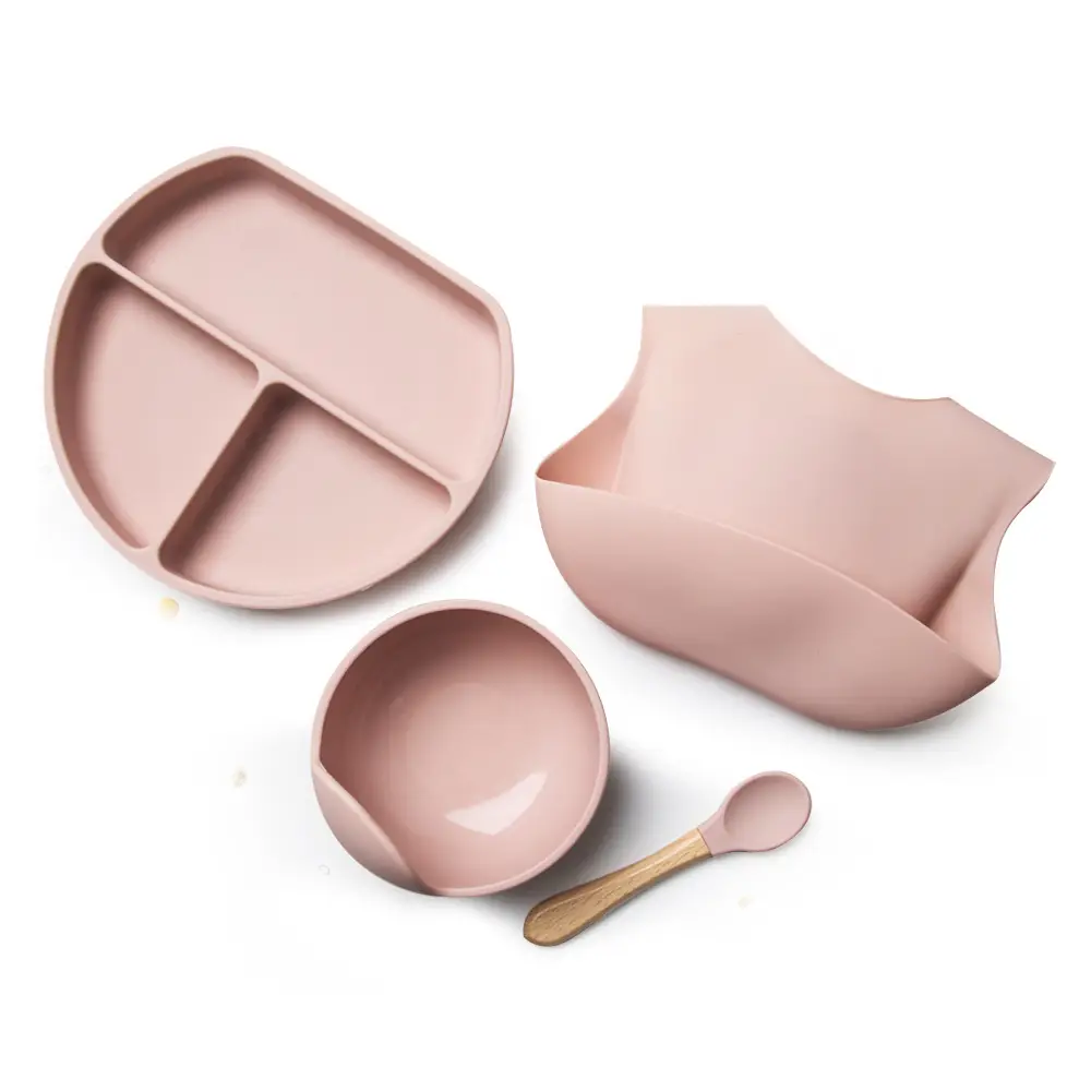 Pink Silicone Tableware Set for Kids & Adults - Image 14