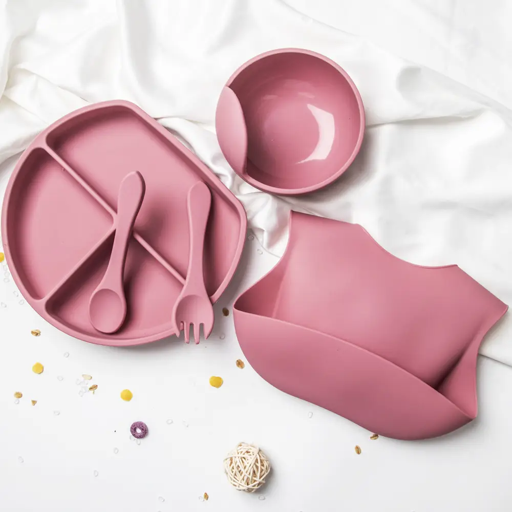 Pink Silicone Tableware Set for Kids & Adults — feature 12