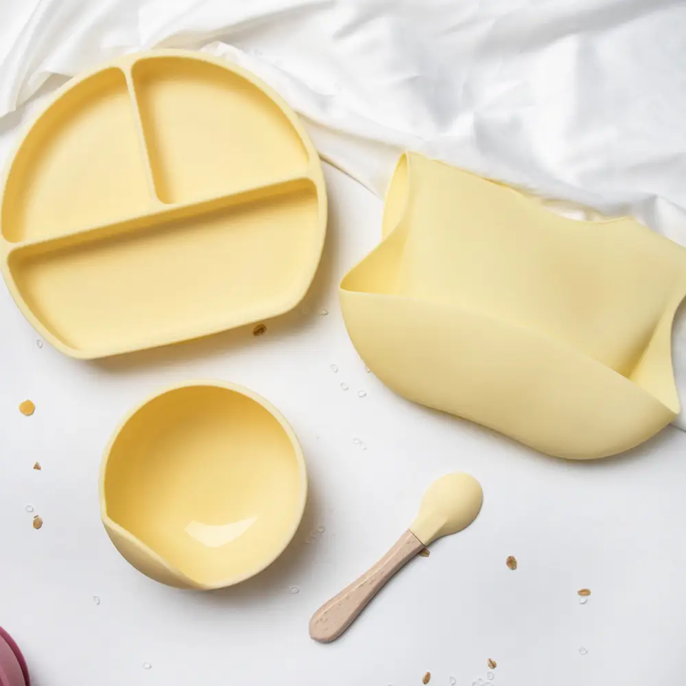 Pink Silicone Tableware Set for Kids & Adults - Image 2