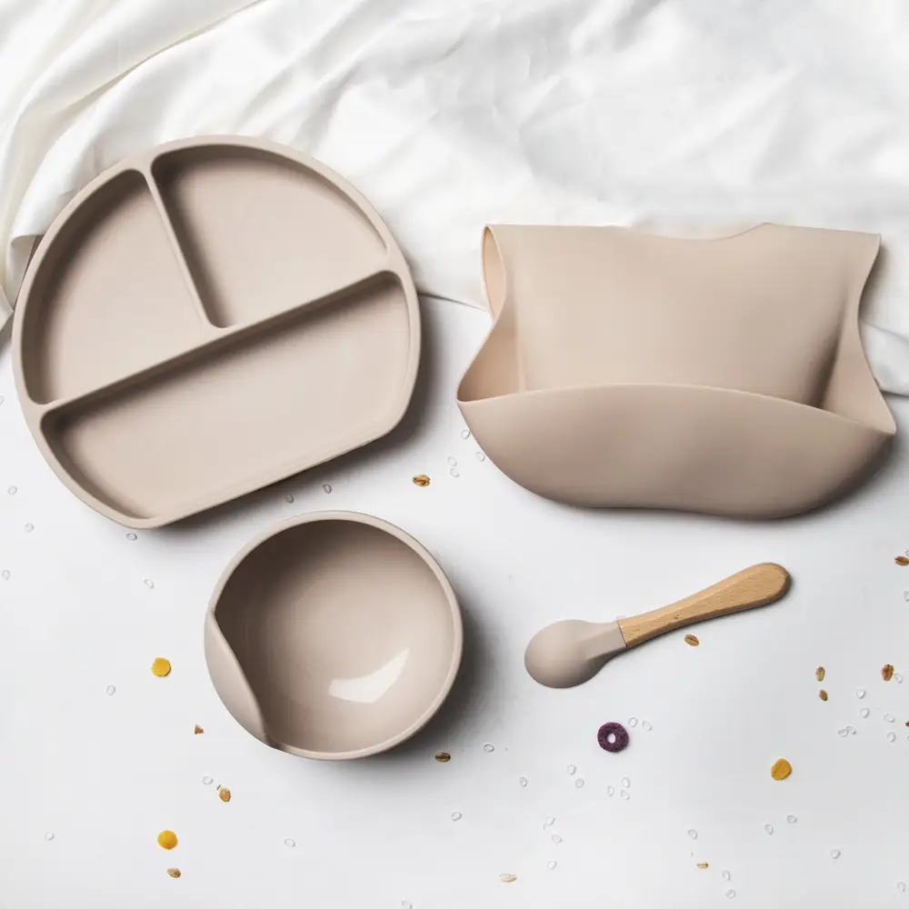 Pink Silicone Tableware Set for Kids & Adults - Image 4