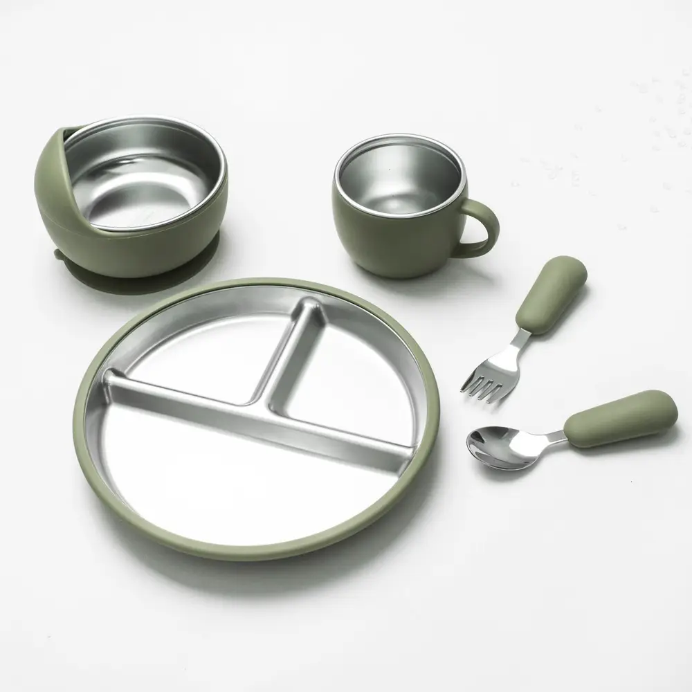Pink Silicone Tableware Set for Kids & Adults - Image 9