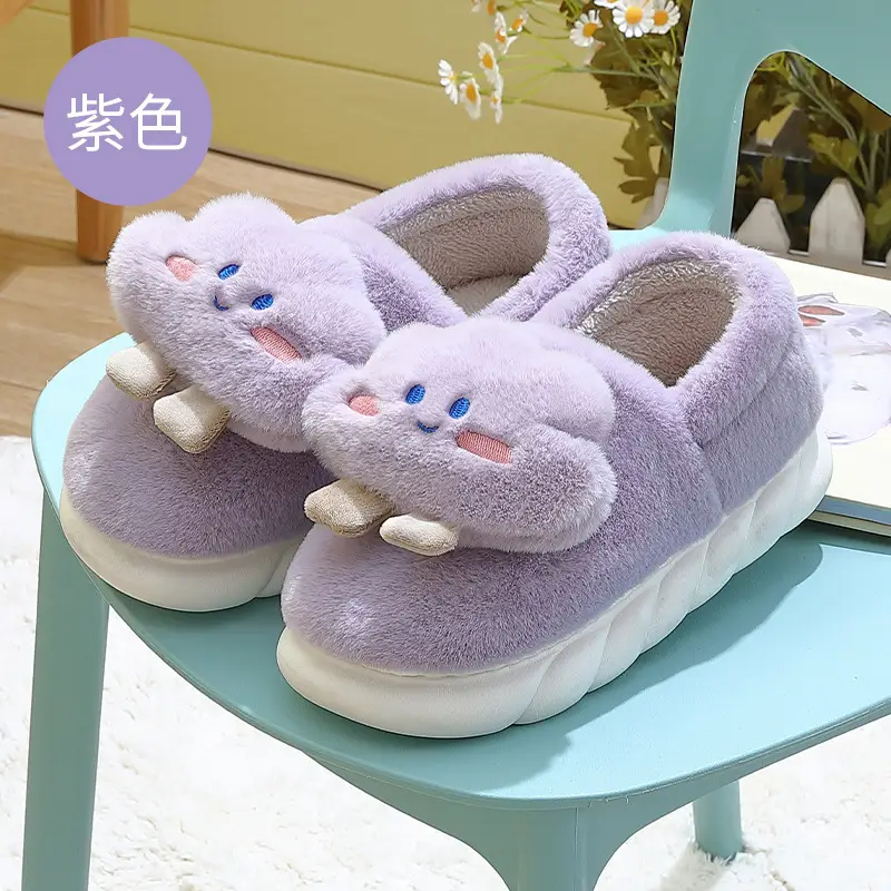 Winter Cotton Slippers, Warm Women's Thick-Soled Fur Slippers, Indoor Non-Slip Home Cotton Shoes, Outdoor Cotton Slippers Wholesale