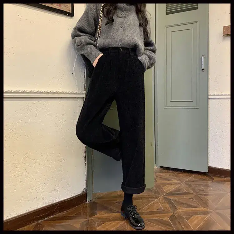 Women Retro Corduroy Suit Wide Leg Pants Autumn 2024 - Image 7