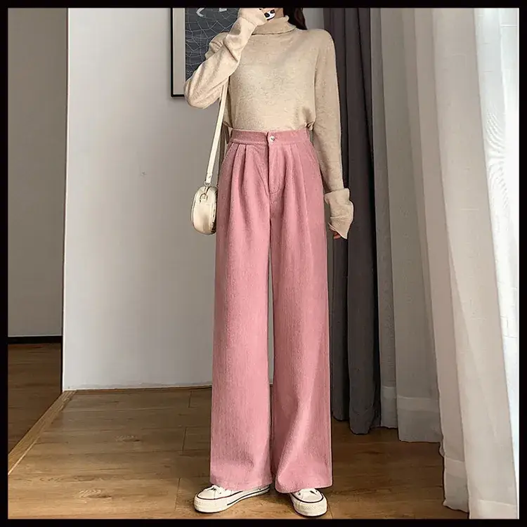Women Retro Corduroy Suit Wide Leg Pants Autumn 2024 - Image 8