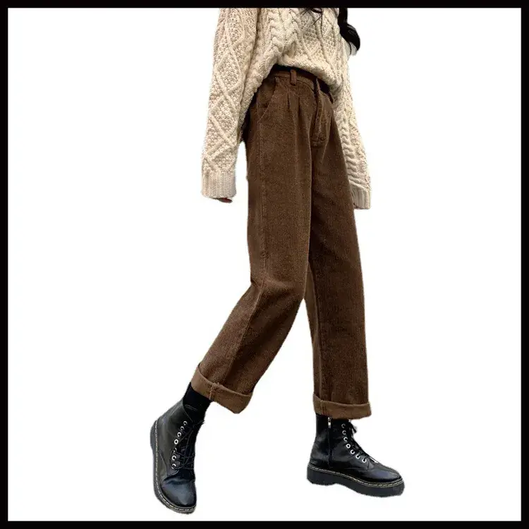 Women Retro Corduroy Suit Wide Leg Pants Autumn 2024 - Image 9