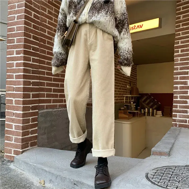 Women Retro Corduroy Suit Wide Leg Pants Autumn 2024 - Image 3