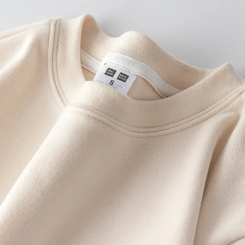 Double-Sided Velvet Long Sleeve T-Shirt Autumn Winter Fleece Lined