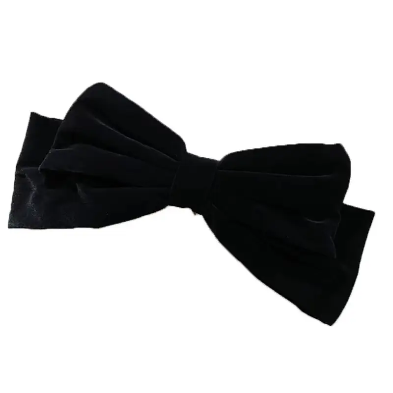 Black Flannel Oversized Bow Hairpin Top Clip for Women - Image 5