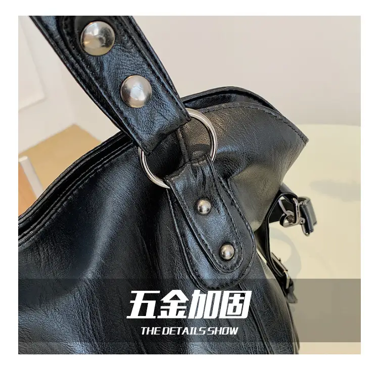 Black Korean Style Large Canvas Shoulder Bag — feature 10