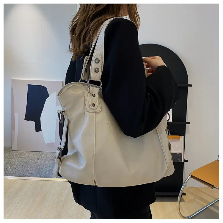 Black Korean Style Large Canvas Shoulder Bag — feature 15