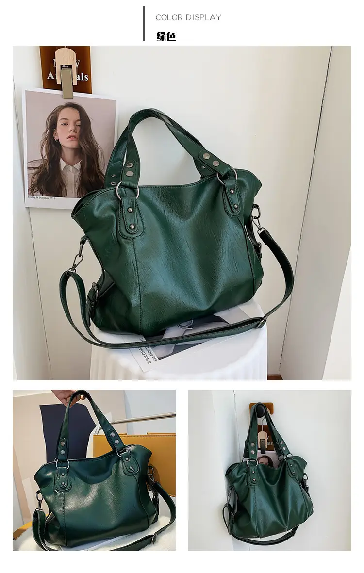 Black Korean Style Large Canvas Shoulder Bag — feature 5