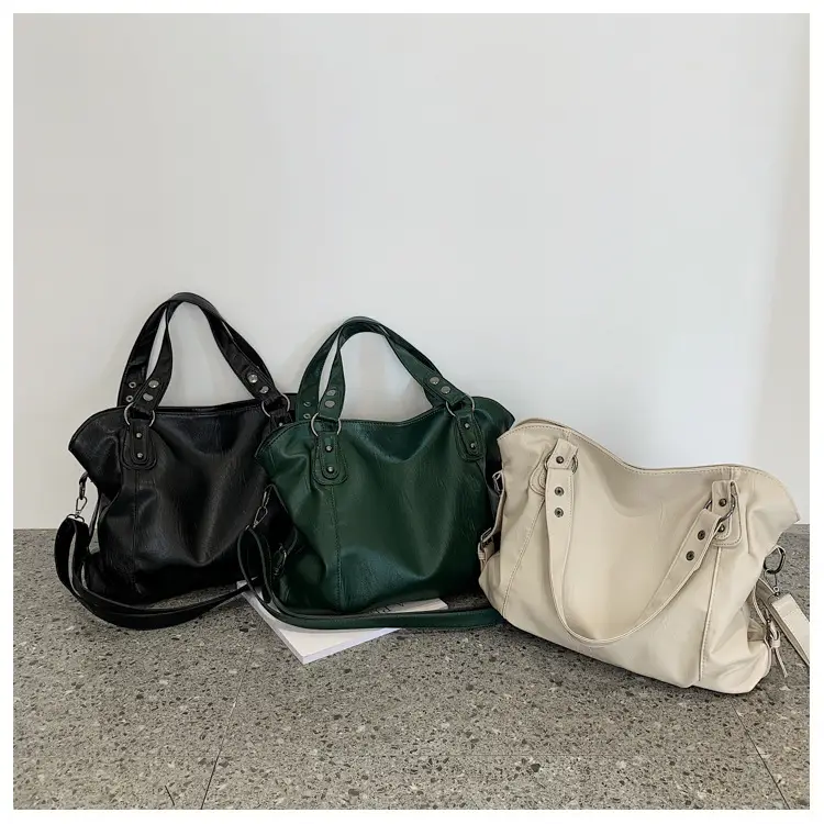 Black Korean Style Large Canvas Shoulder Bag — feature 6