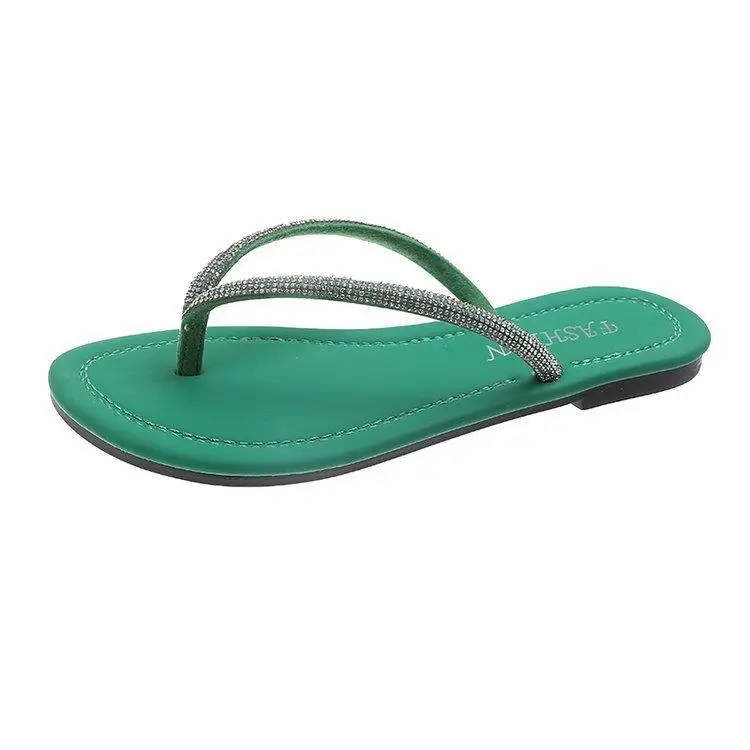 Rhinestone Flip Flops Women's White Plus Size