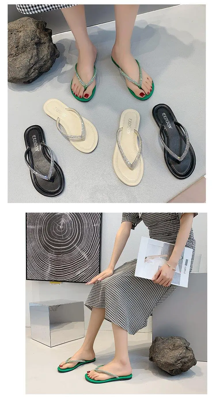 Rhinestone Flip Flops Women's White Plus Size — feature 11