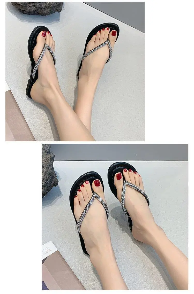 Rhinestone Flip Flops Women's White Plus Size — feature 15