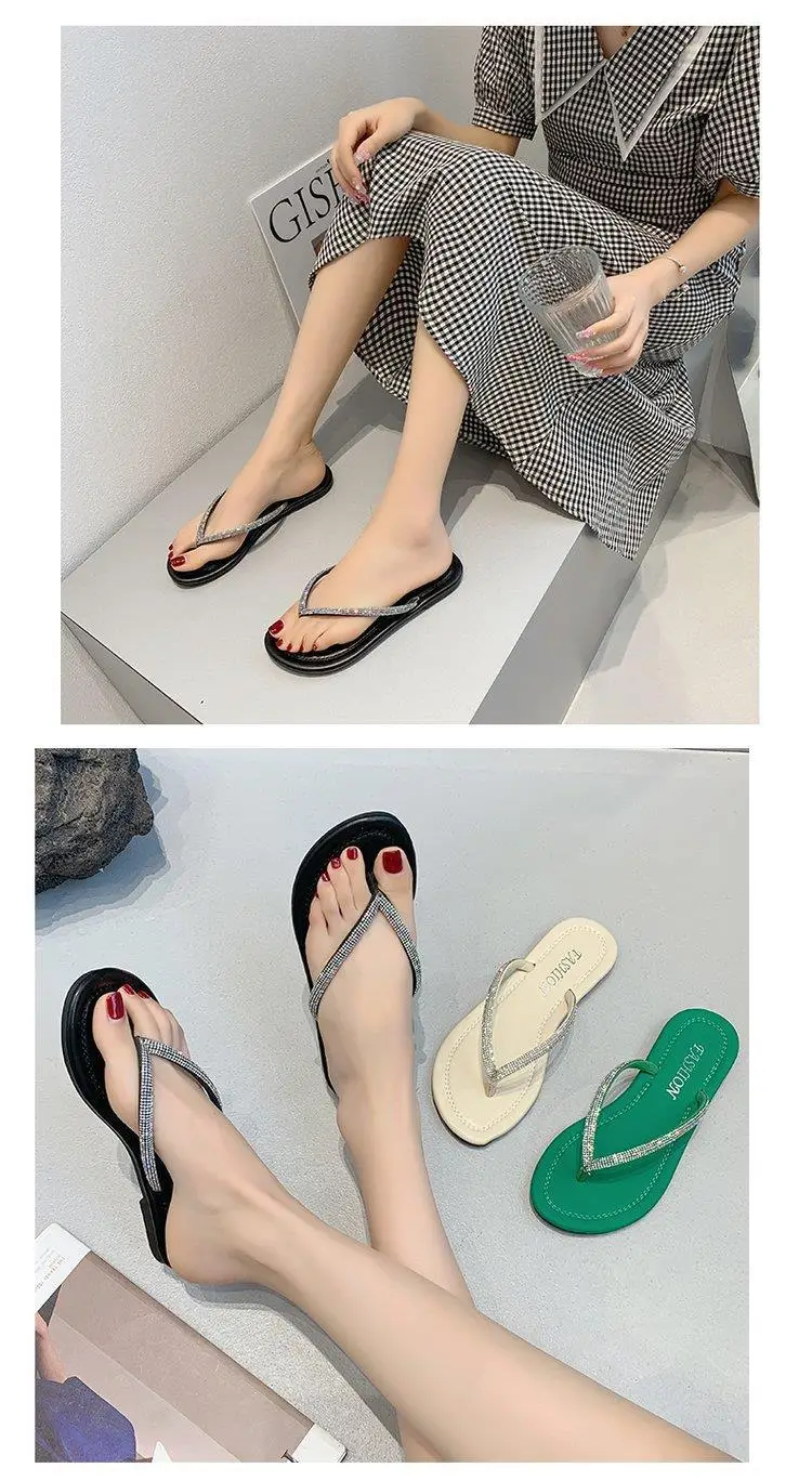 Rhinestone Flip Flops Women's White Plus Size — feature 16