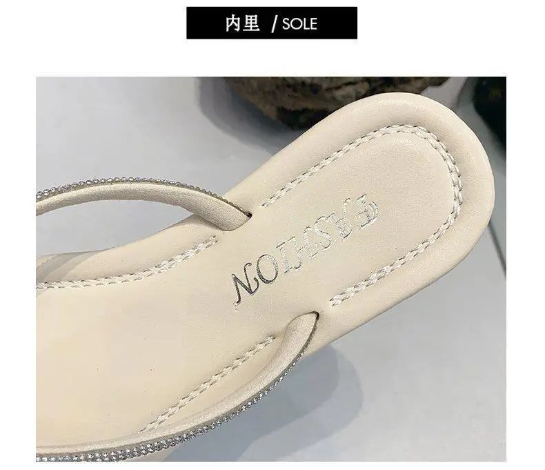 Rhinestone Flip Flops Women's White Plus Size — feature 4