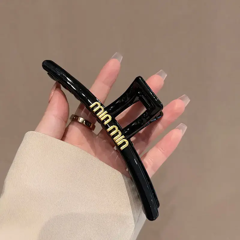 Black Korean Alphabet Hair Clip for Women