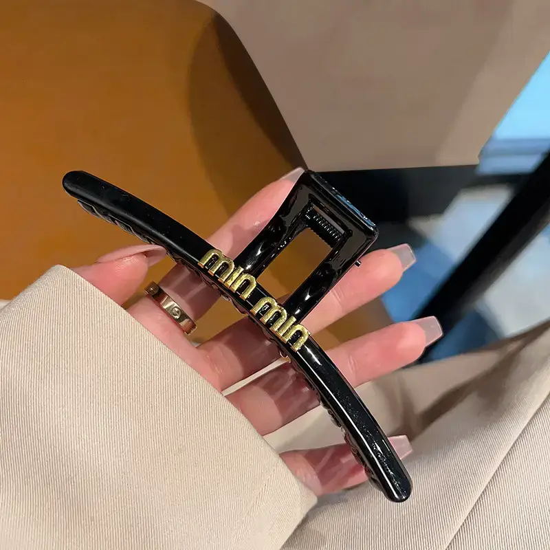 Black Korean Alphabet Hair Clip for Women