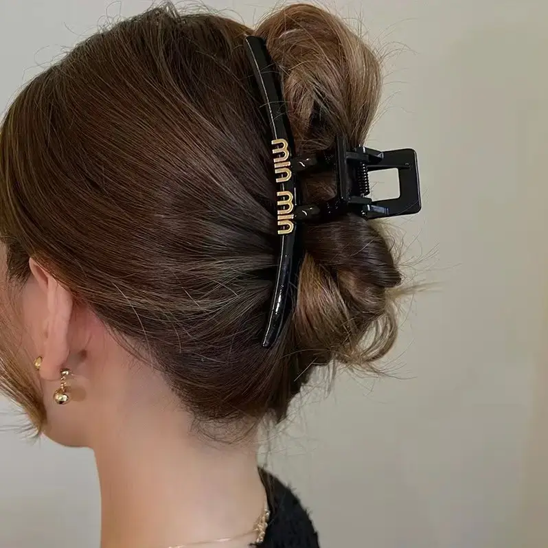 Black Korean Alphabet Hair Clip for Women