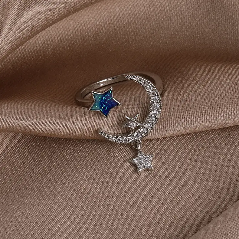 Japanese Style Star Moon Ring with Adjustable Index Finger - Image 2