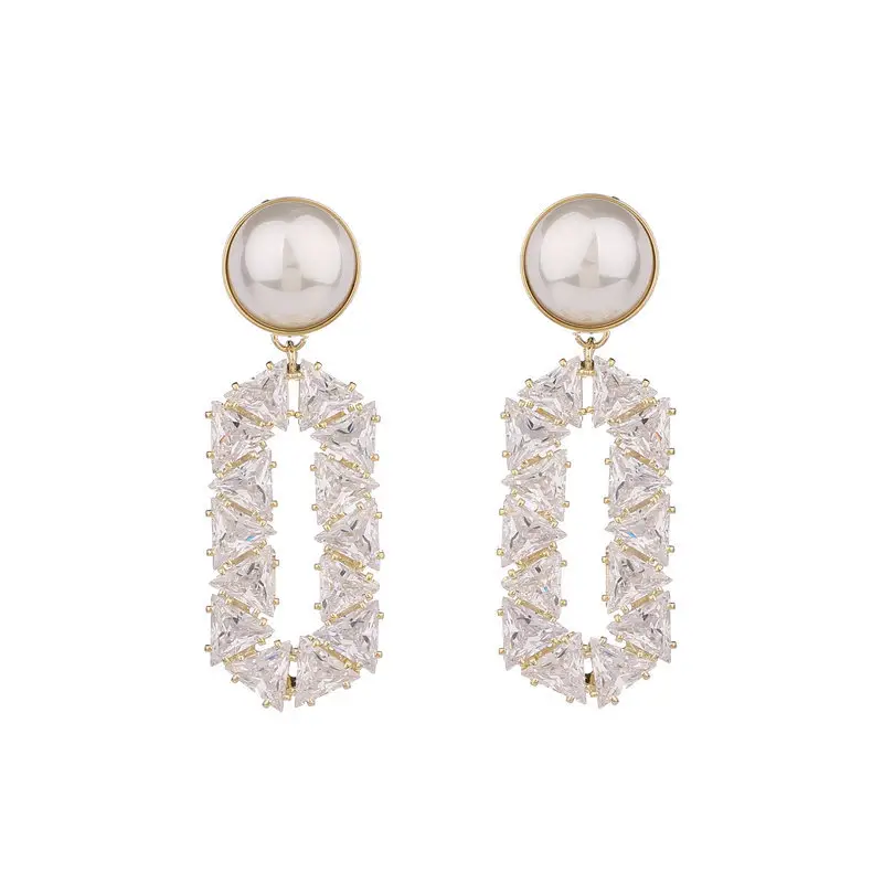 S925 Silver Diamond Necklace Earrings Super Flash Geometric Triangle Zircon Mosaic - Image 5