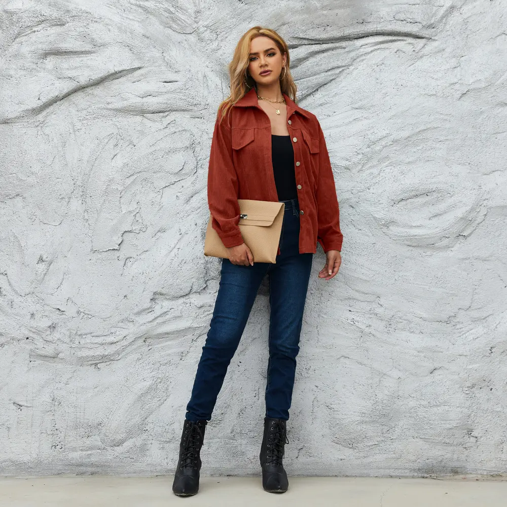 Women's Cross-Border Corduroy Jacket & Shirt Set All Color - Image 5