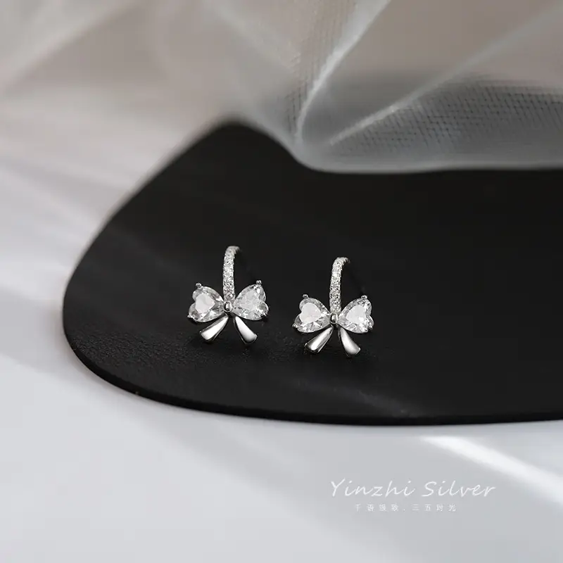 Sterling Silver Bow Earrings for Women 2022 New Trend - Image 2
