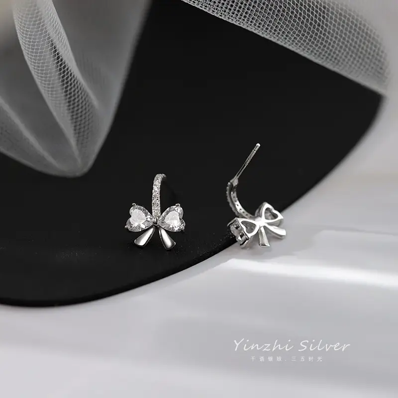 Sterling Silver Bow Earrings for Women 2022 New Trend - Image 4