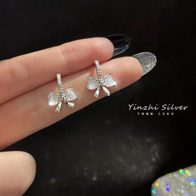 Sterling Silver Bow Earrings for Women 2022 New Trend - Image 5