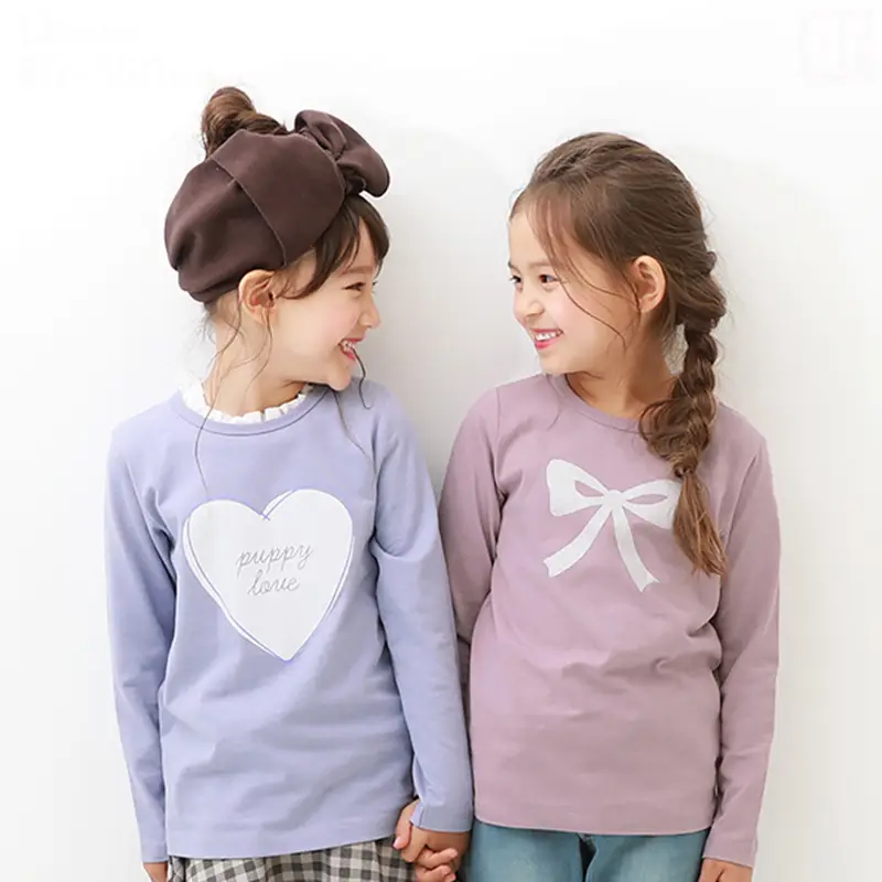 Girls Long Sleeve T-Shirt Pink Bow Print