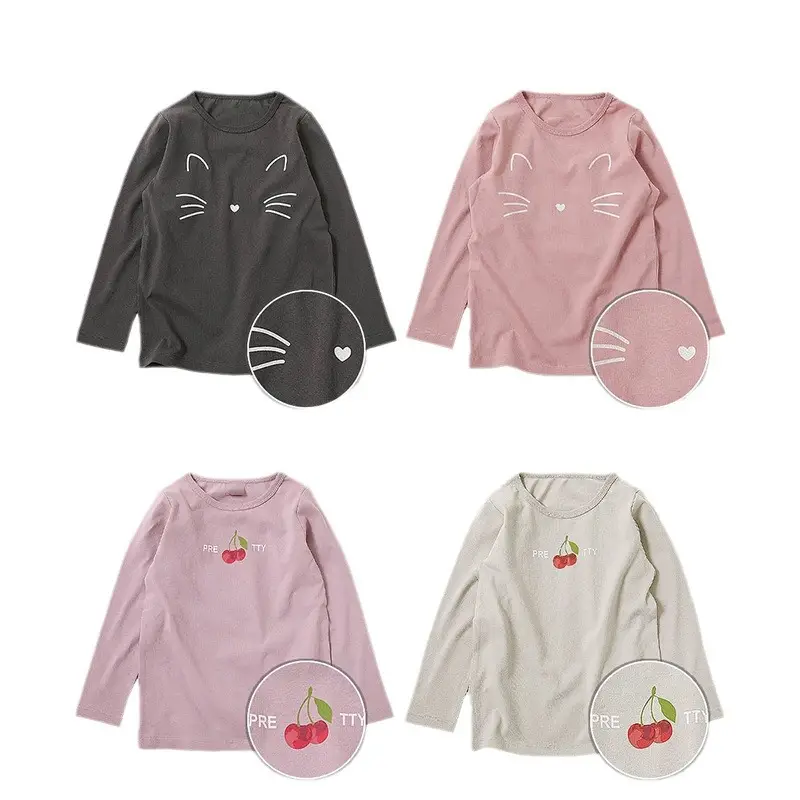 Girls Long Sleeve T-Shirt Pink Bow Print
