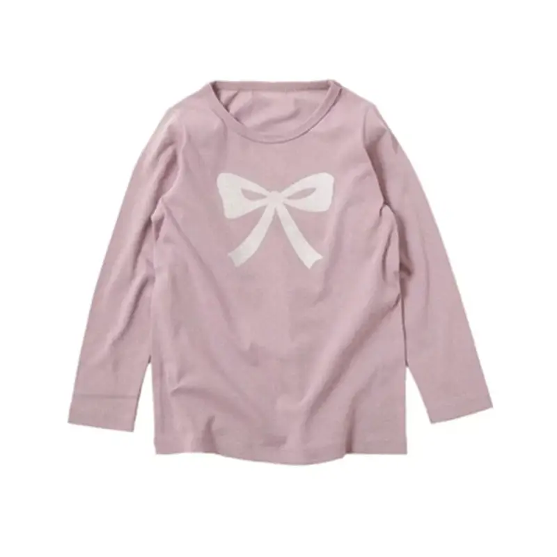 Girls Long Sleeve T-Shirt Pink Bow Print