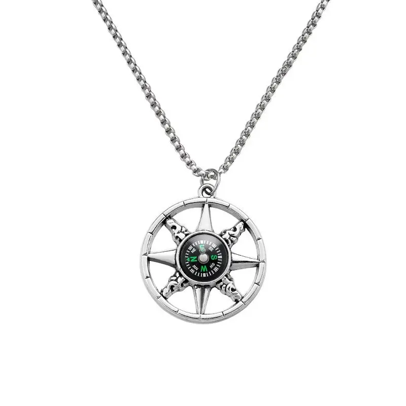Men's Star Compass Necklace with Silver Chain - Image 5