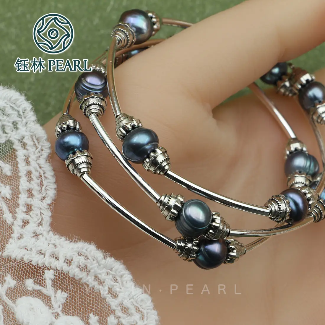 Women's Multi-Layer Pearl Baroque Bracelet Silver